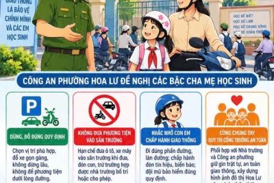 TRƯỜNG TIỂU HỌC ĐÔNG THÀNH – PHƯỜNG HOA LƯ; CÙNG CHUNG TAY XÂY DỰNG CỔNG TRƯỜNG AN TOÀN – VĂN MINH – THÂN THIỆN!