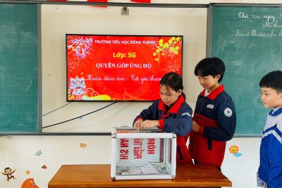 TRƯỜNG TIỂU HỌC ĐÔNG THÀNH TỔ CHỨC HOẠT ĐỘNG ỦNG HỘ TẠI CÁC LỚP HỌC HỖ TRỢ GIA ĐÌNH CHÍNH SÁCH VÀ HỌC SINH CÓ HOÀN CẢNH KHÓ KHĂN NHÂN DỊP TẾT BÍNH NGỌ